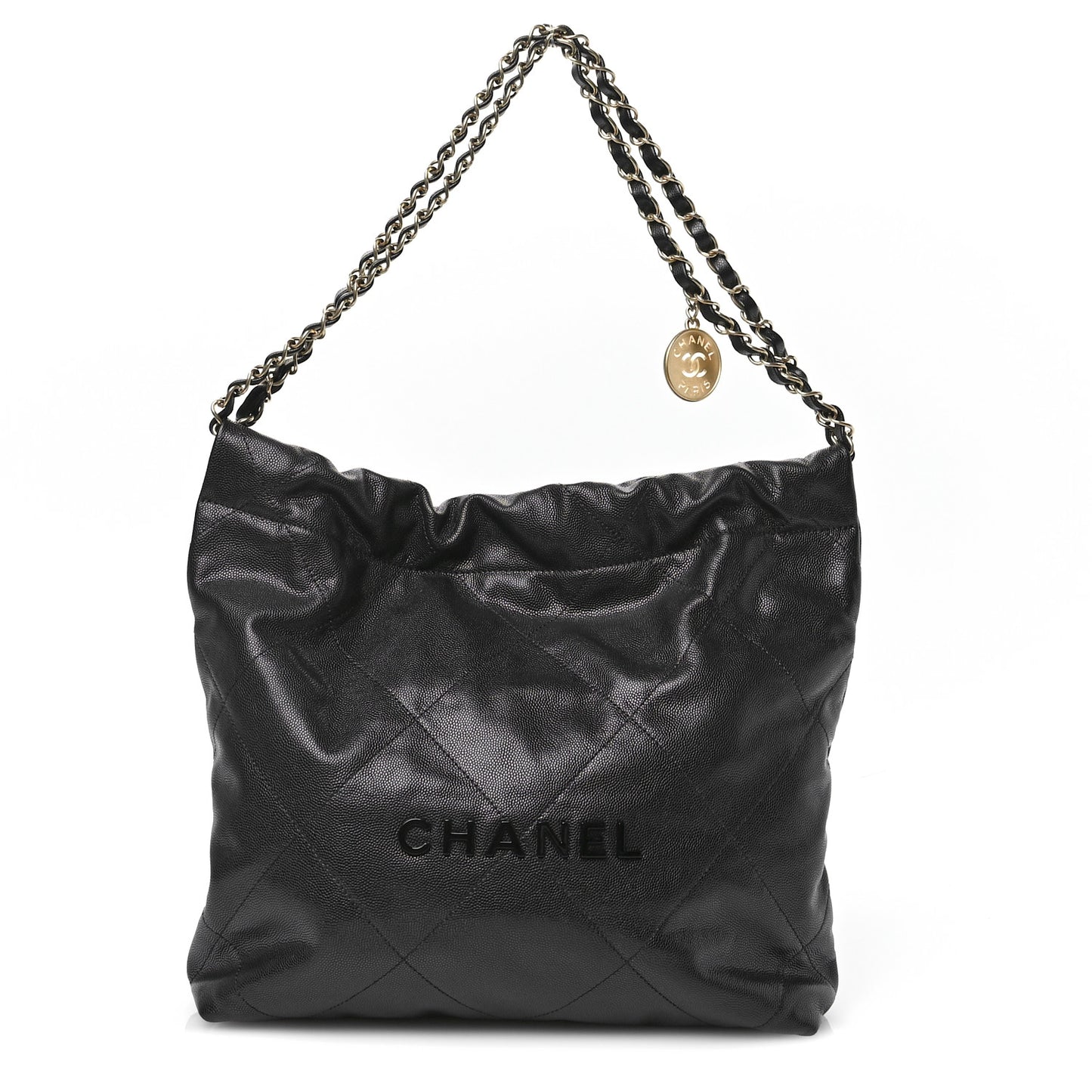 Shiny Caviar Quilted Monochrome Small Chanel 22 Black