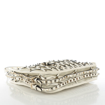 Valentino Garavani Vitello Rockstud Mesh Net Shopper Tote White 4 of 7