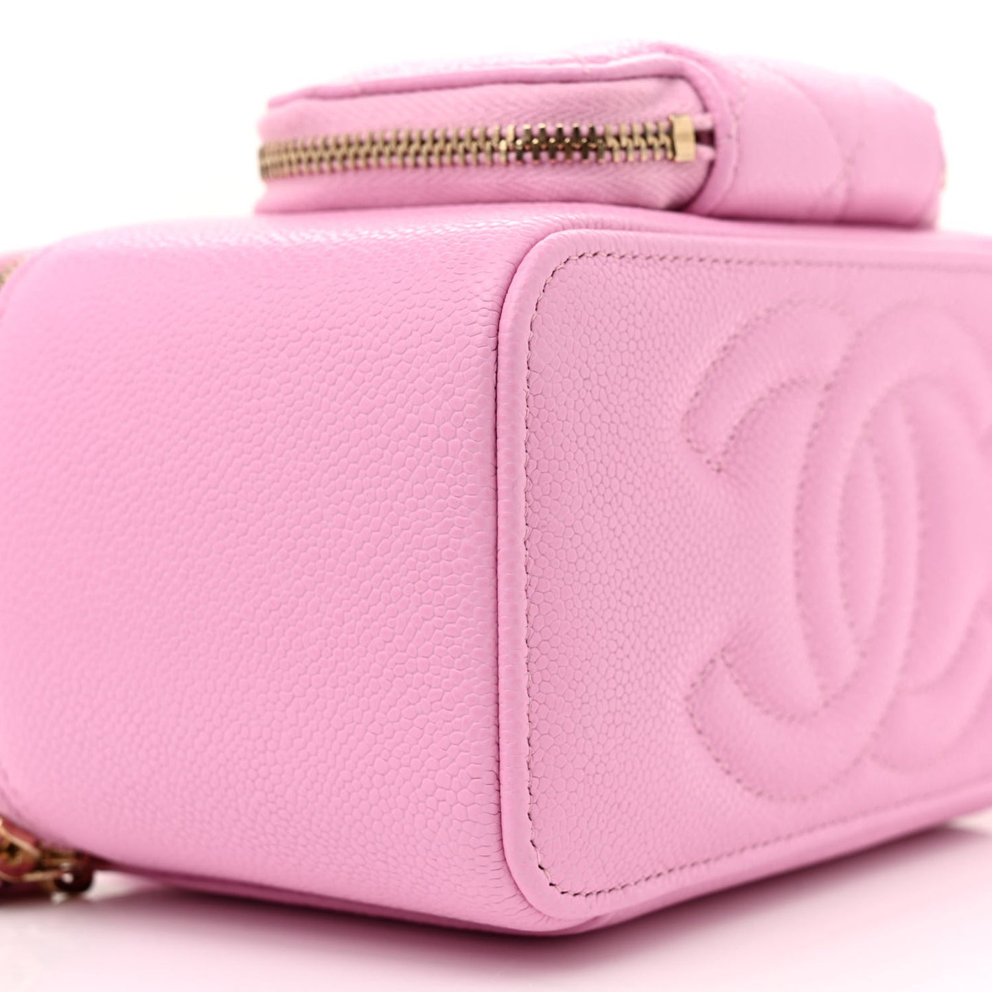 Caviar Quilted Top Handle Pocket Vanity Case Lilac