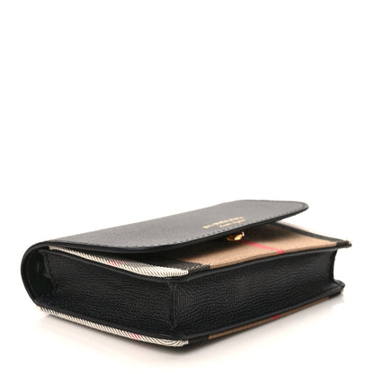 Burberry Grainy Calfskin House Check Henley Wallet On Chain Black 4 of 8