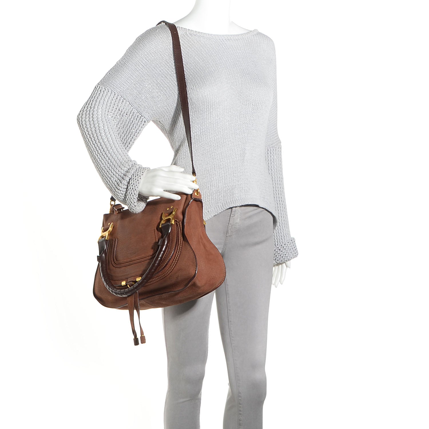 Chloe Nubuck Calfskin Medium Marcie Satchel Oak 2 of 10