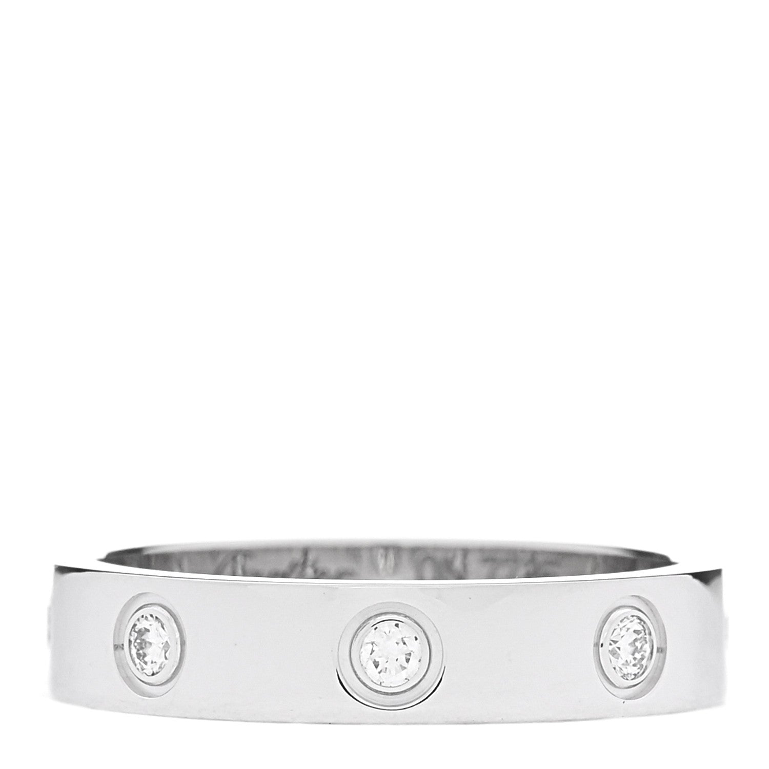 Cartier 18K White Gold 8 Diamond 4mm Wedding Band LOVE Ring 51 5.75 1 of 5