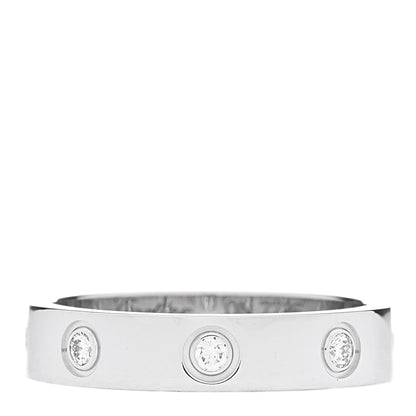 Cartier 18K White Gold 8 Diamond 4mm Wedding Band LOVE Ring 51 5.75 1 of 5