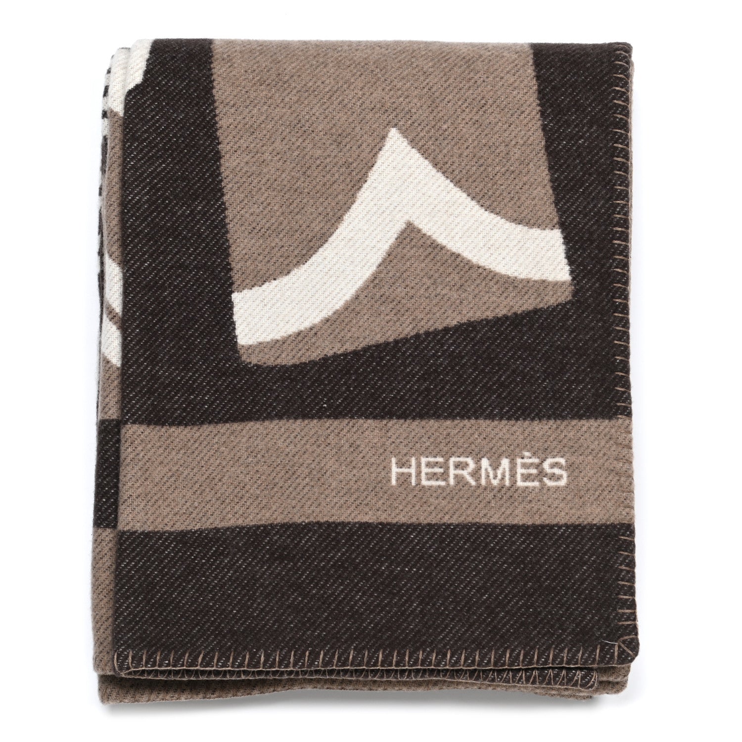 Hermes Wool Cashmere Brandebourgs Blanket Ecorce 1 of 3