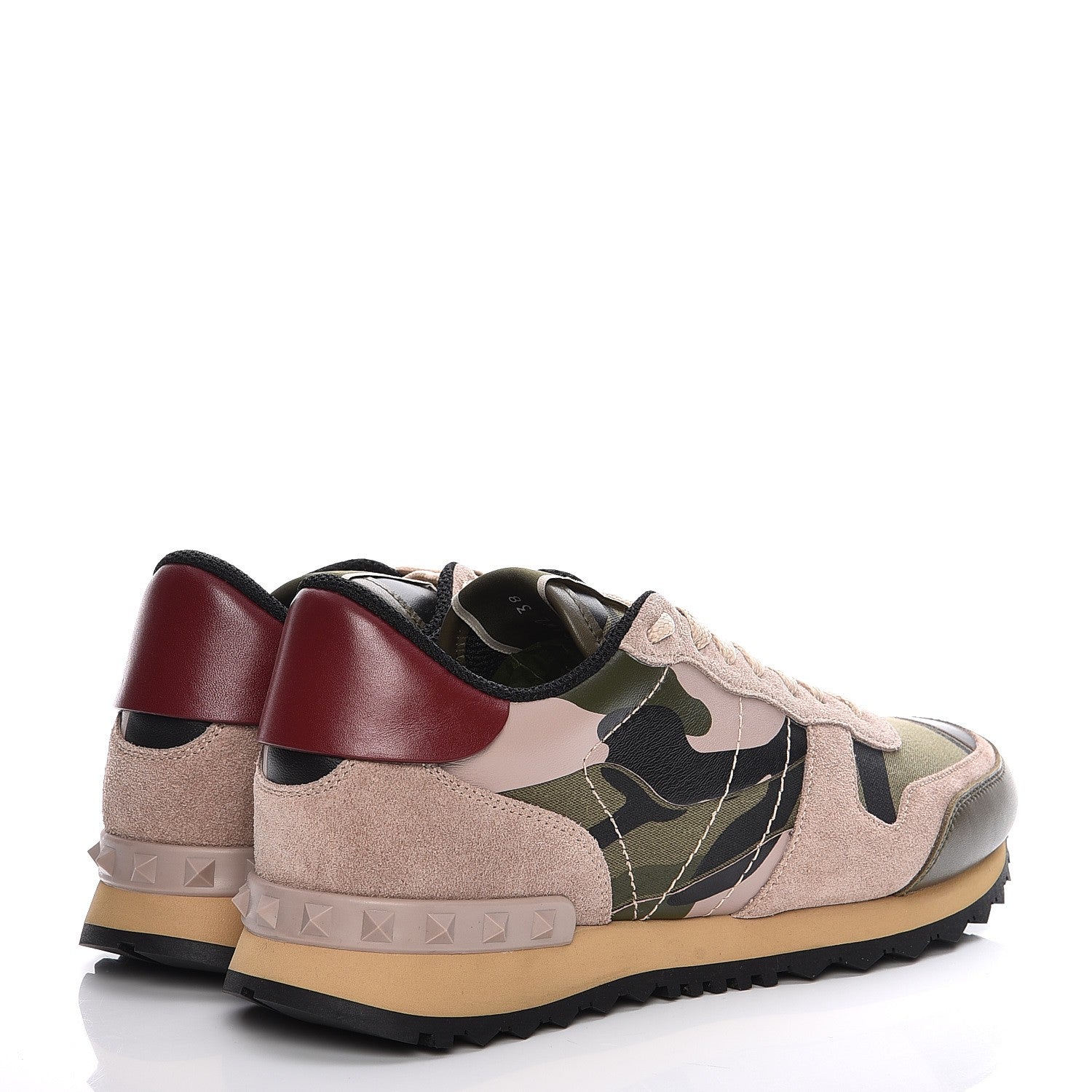 Valentino Garavani Fabric Suede Camouflage Womens Rockrunner Sneakers 38 Army Green Beige 4 of 8