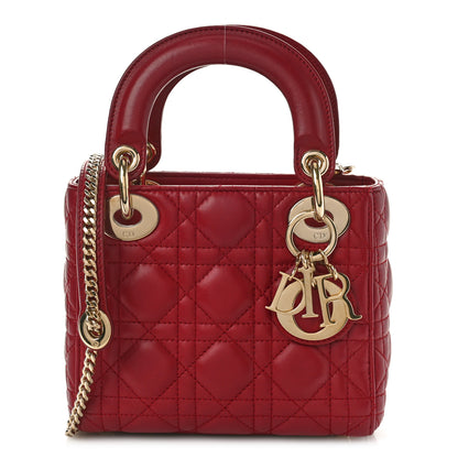Christian Dior Lambskin Cannage Mini Lady Dior Red 1 of 9