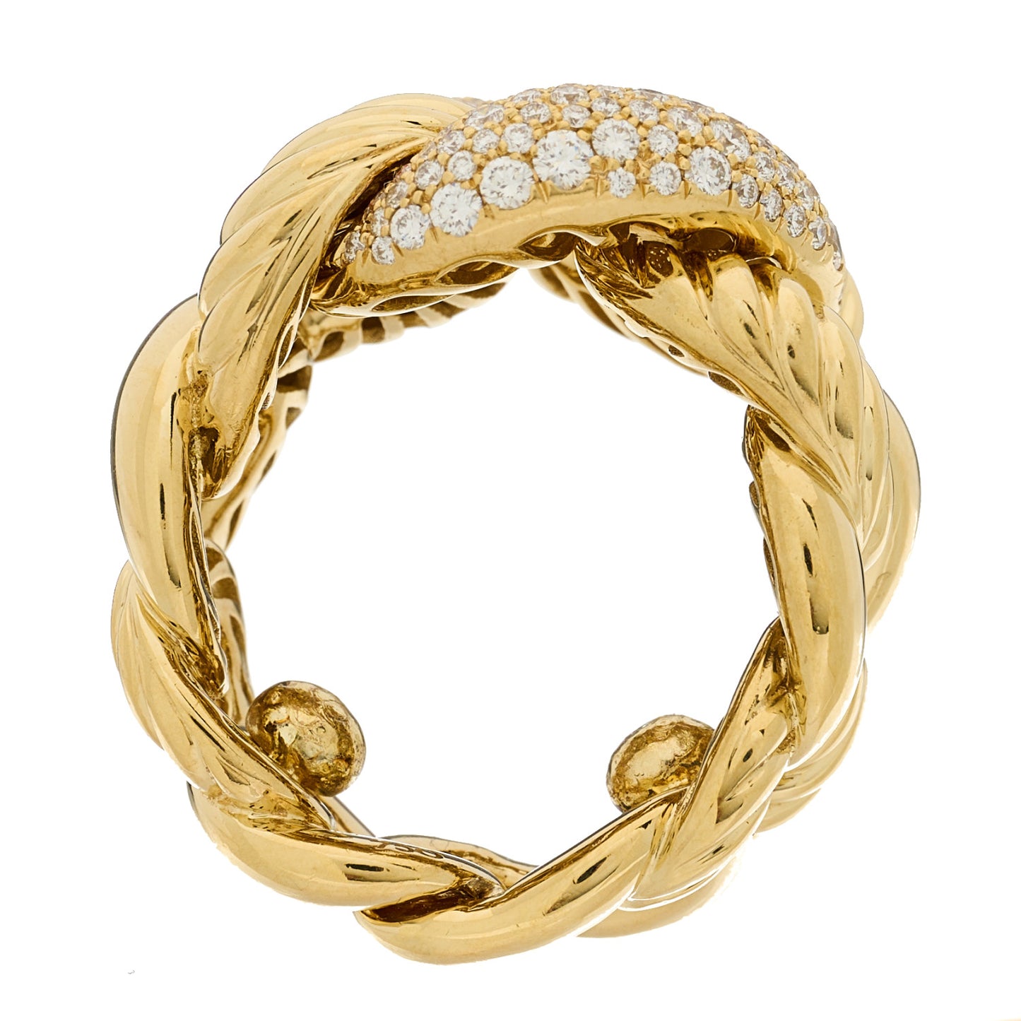 18K Yellow Gold Diamond Belmont Curb Link Ring 45 3.5
