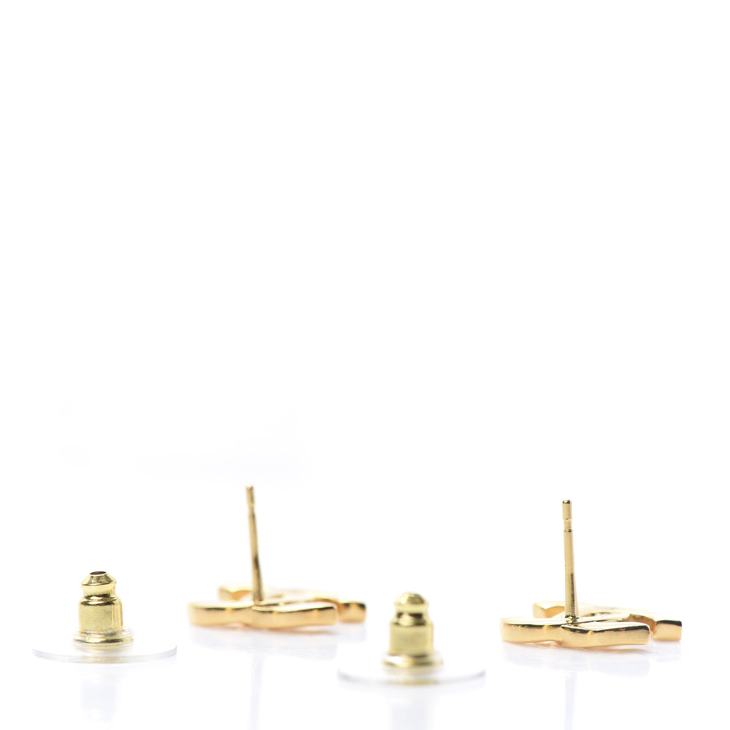 Chanel Metal CC Paris Button Stud Earrings Gold 3 of 5