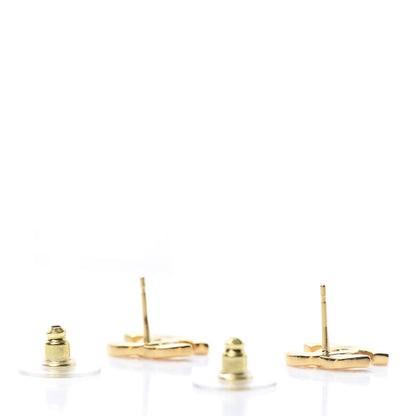 Chanel Metal CC Paris Button Stud Earrings Gold 3 of 5