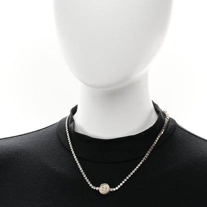 Chanel Crystal CC Chain Short Necklace Gold 2 of 5