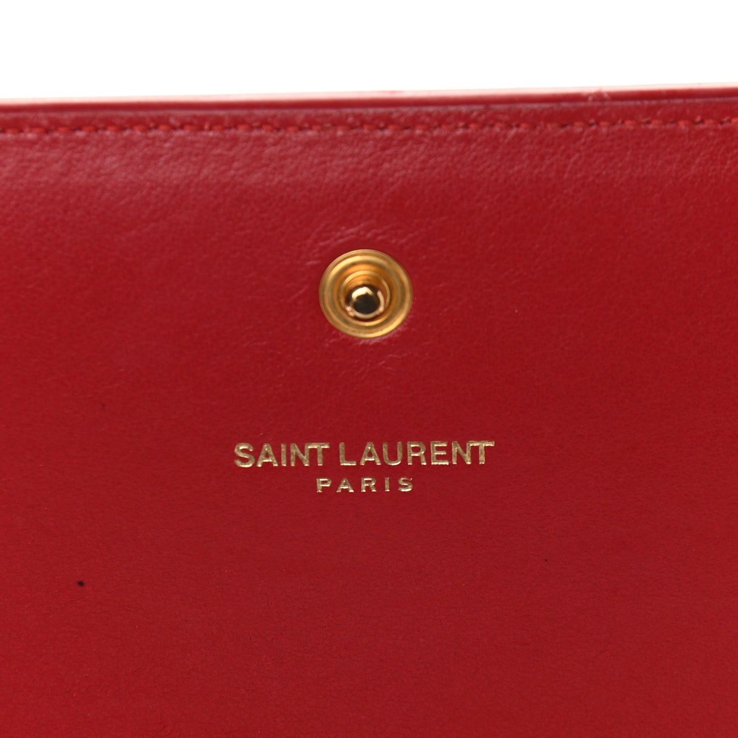 Calfskin Crocodile Embossed Monogram Chain Wallet New Lipstick Red