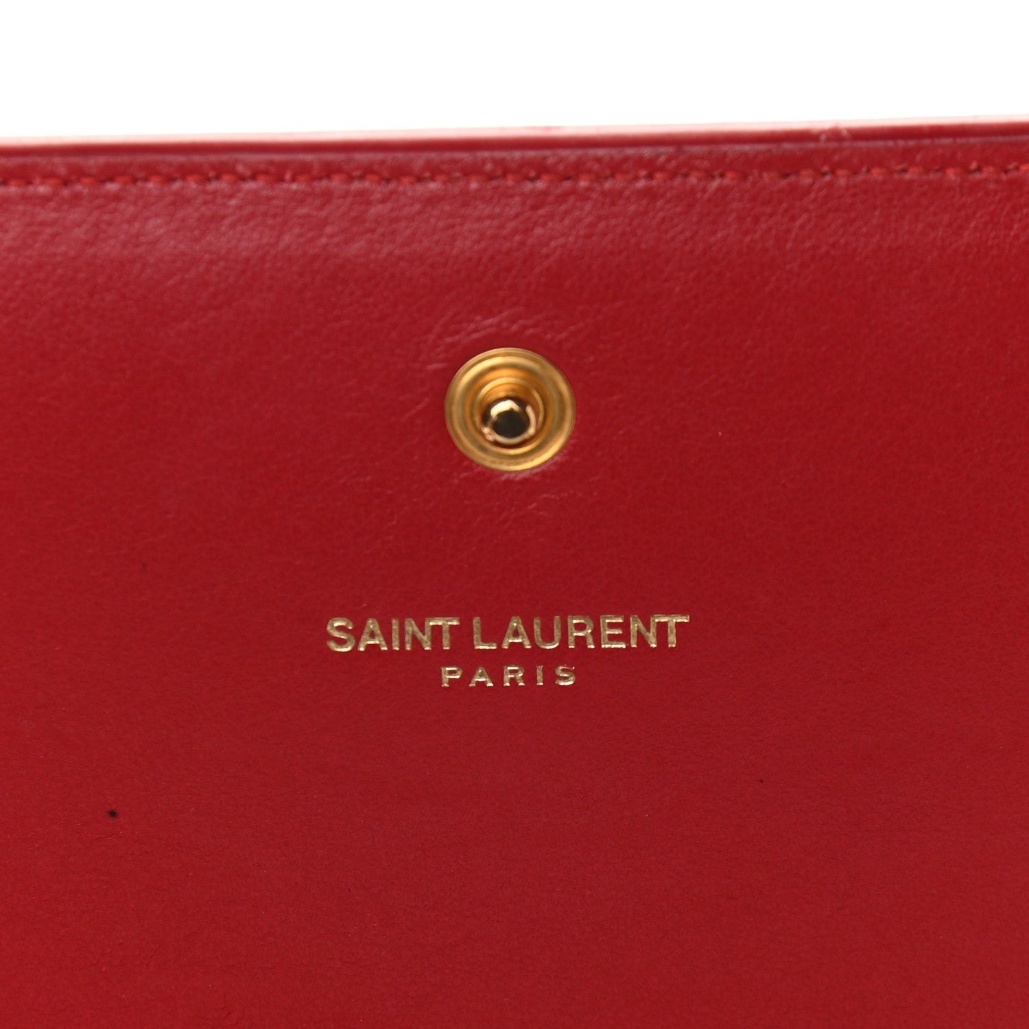 Saint Laurent Calfskin Crocodile Embossed Monogram Chain Wallet New Lipstick Red 6 of 11