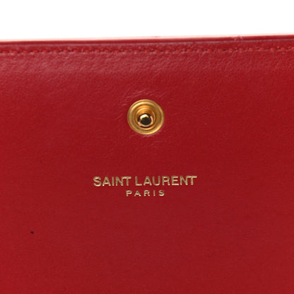 Saint Laurent Calfskin Crocodile Embossed Monogram Chain Wallet New Lipstick Red 6 of 11