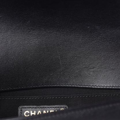 Chanel Lambskin Cotton Woven Medium Boy Flap Black 8 of 12