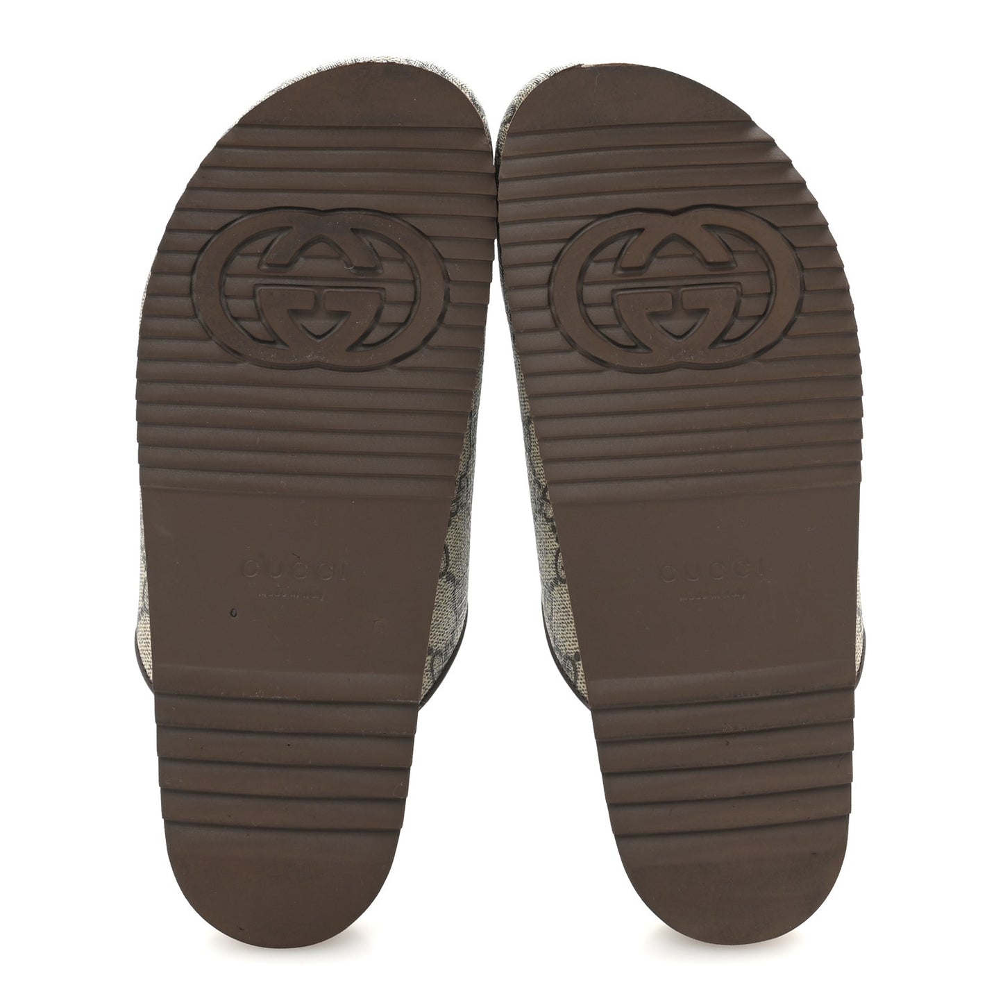 GG Supreme Monogram Miro Soft Calfskin Womens Horsebit Slippers 37.5 Beige Ebony New Acero