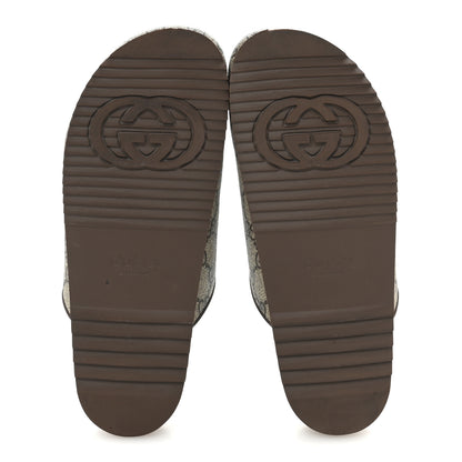 Gucci GG Supreme Monogram Miro Soft Calfskin Womens Horsebit Slippers 37.5 Beige Ebony New Acero 6 of 10