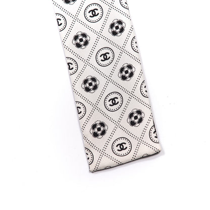 Chanel Silk CC Polka Dot Slim Bandeau Scarf Black Ecru 3 of 4