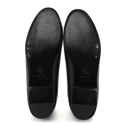 Chanel Lambskin Patent Cap Toe Ballerina Flats 37 Black 5 of 9