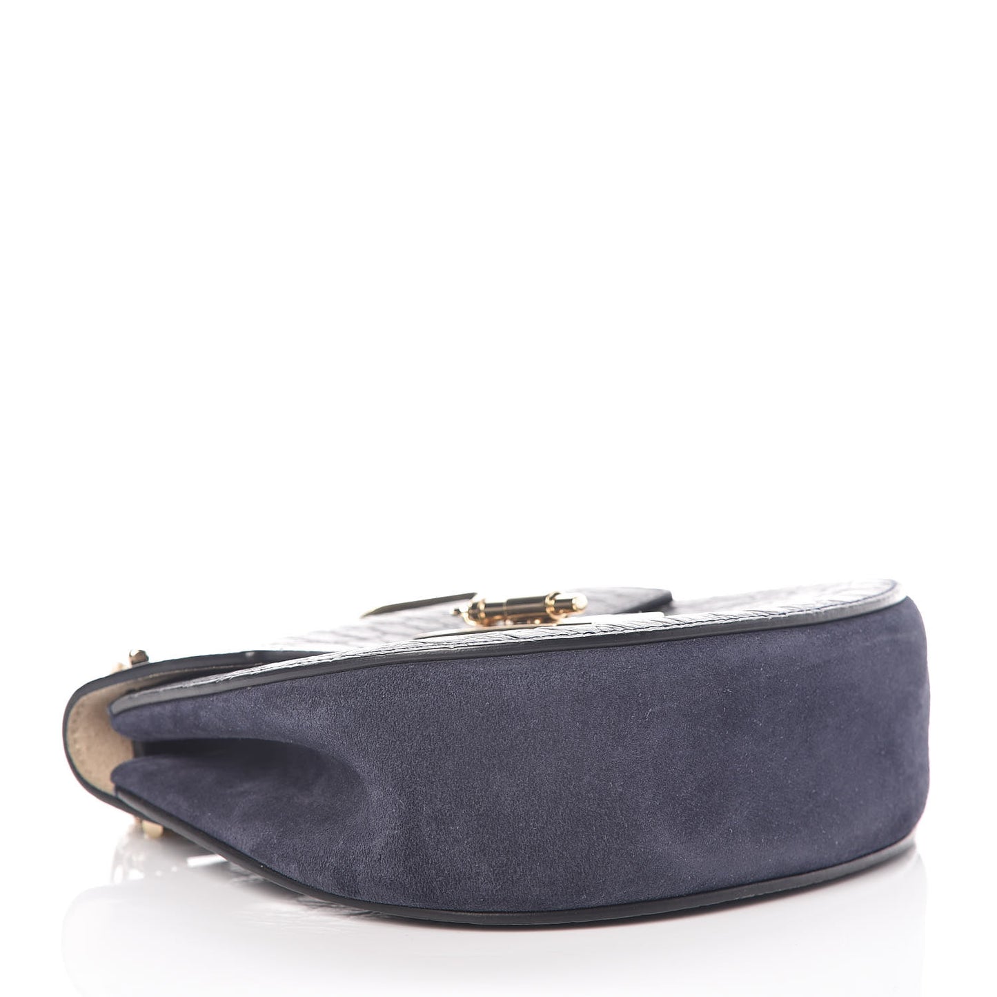 Calfskin Crocodile Embossed Mini Drew Shoulder Bag Navy