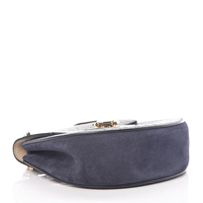 Chloe Calfskin Crocodile Embossed Mini Drew Shoulder Bag Navy 4 of 8