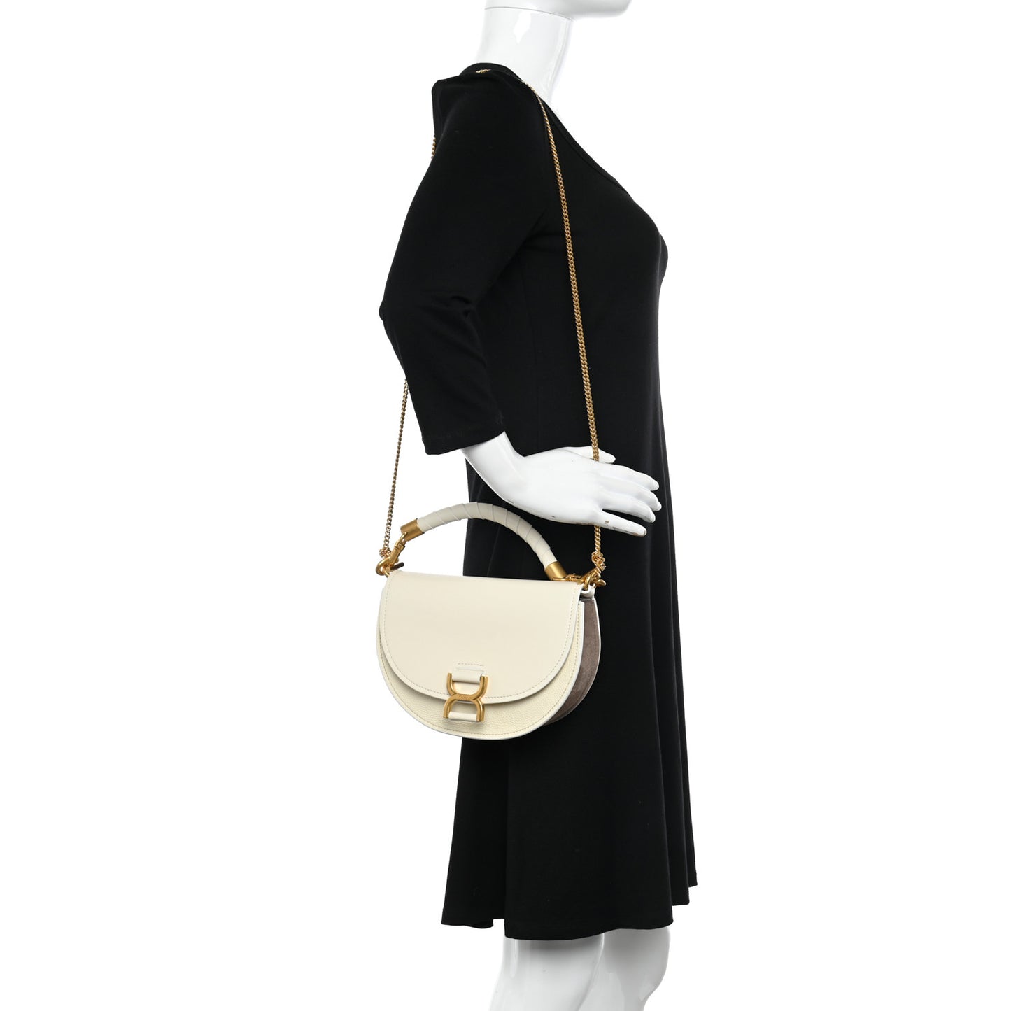 Calfskin Marcie Chain Flap Bag Misty Ivory