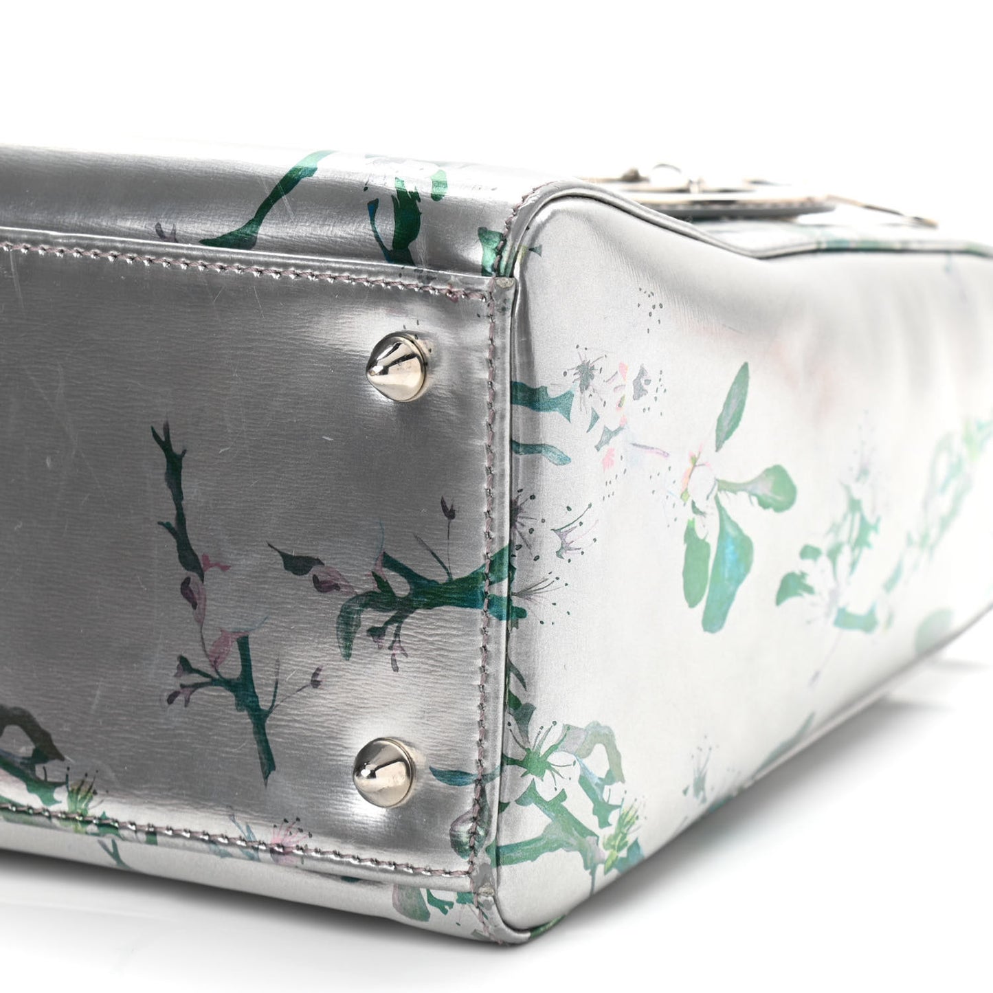 Metallic Patent Floral Printed Medium Lady Dior