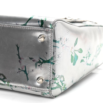 Christian Dior Metallic Patent Floral Printed Medium Lady Dior 10 of 11