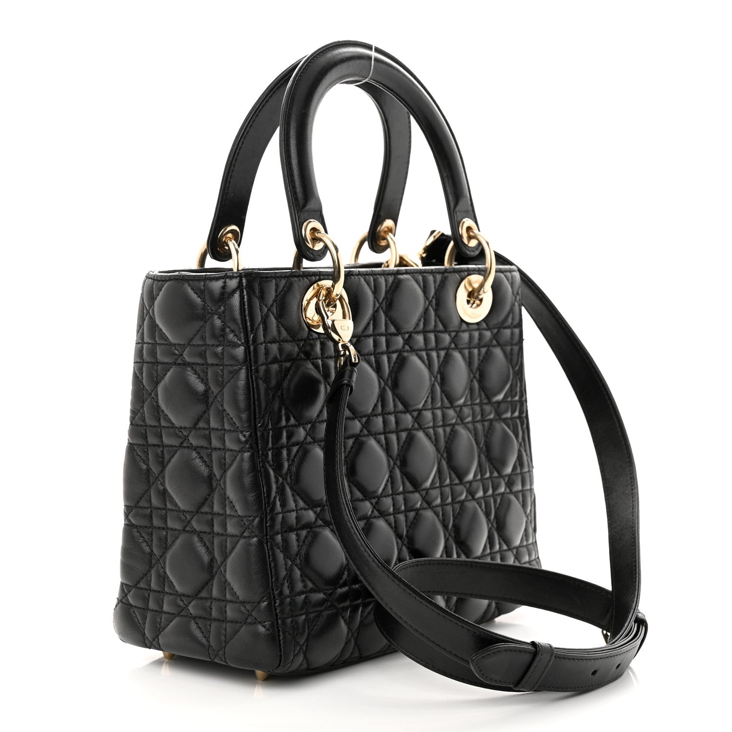 Christian Dior Lambskin Cannage Medium Lady Dior Black 3 of 10