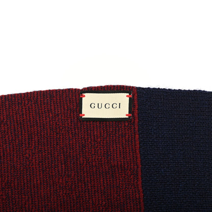 Gucci Alpaca Wool Knit GG Monogram Hog Scarf Navy Red 4 of 5