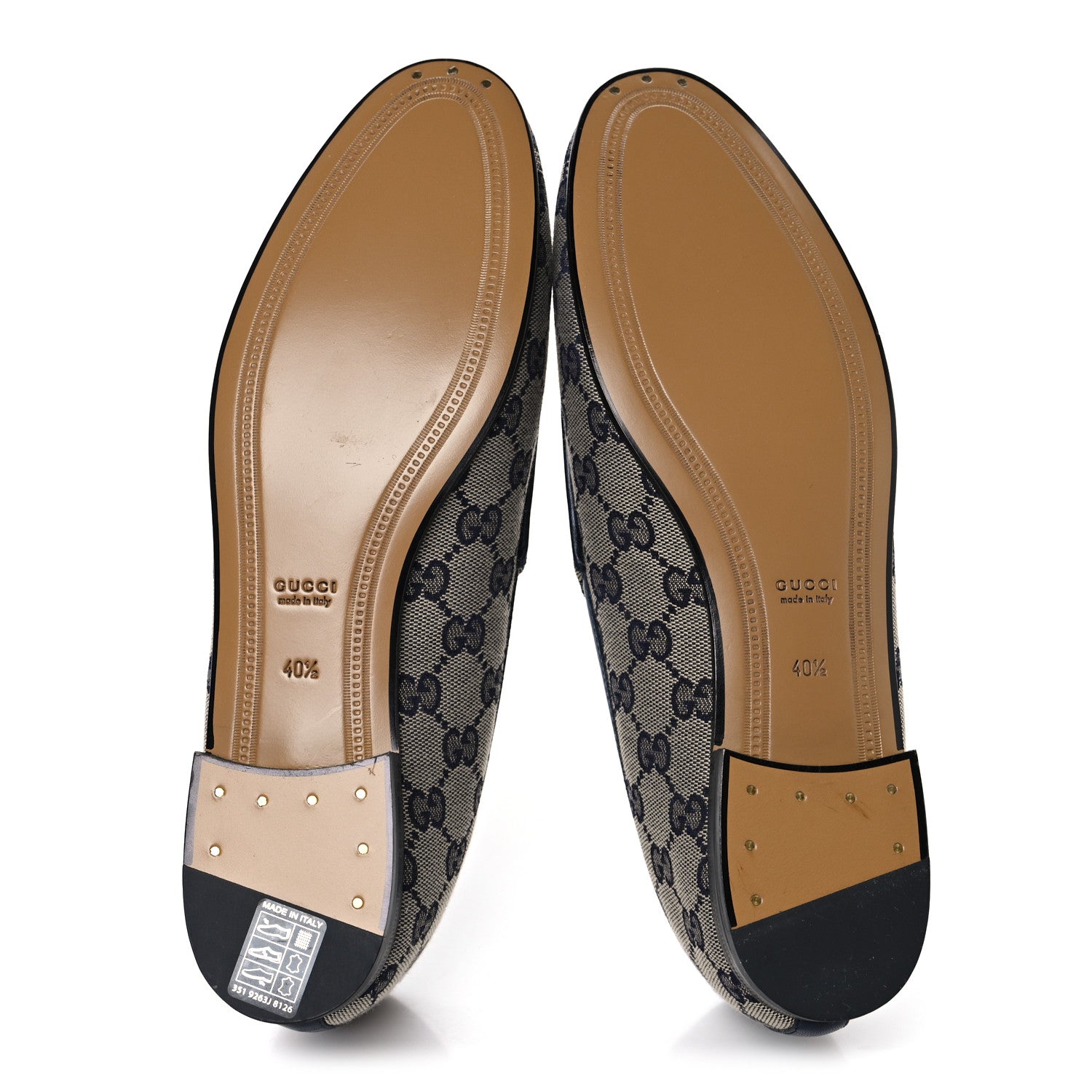 Gucci Monogram Malaga Kid Horsebit Womens Jordaan Loafers 40.5 Beige Blue 6 of 10