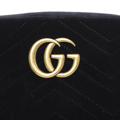 Gucci Velvet Matelasse Small GG Marmont Chain Shoulder Bag Black 8 of 10