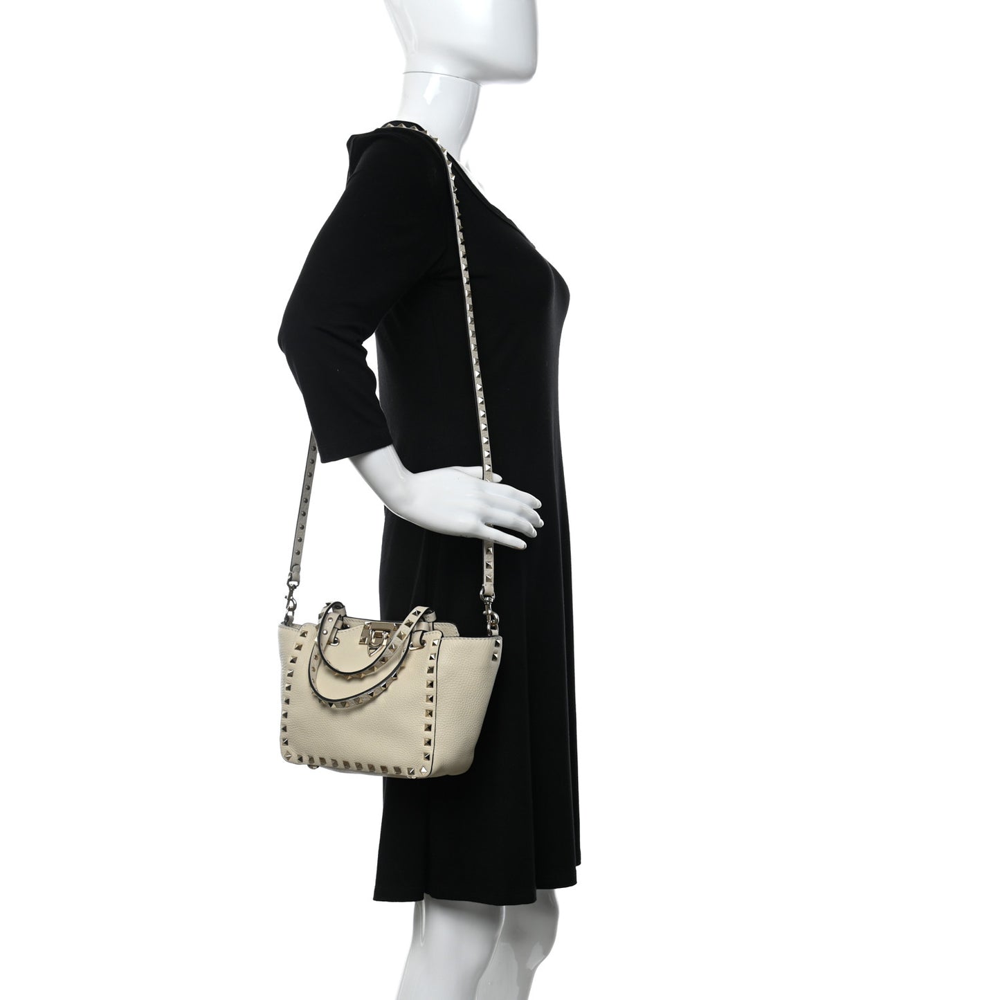 Vitello Mini Rockstud Tote Ivory