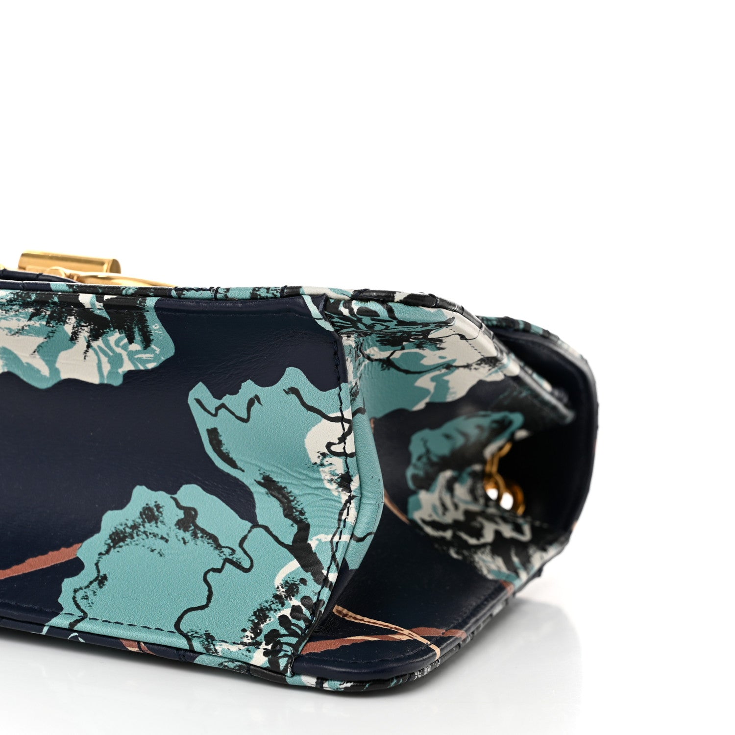 Salvatore Ferragamo Calfskin Quilted Floral Printed Gancini Flap Bag Blue Multicolor 10 of 11