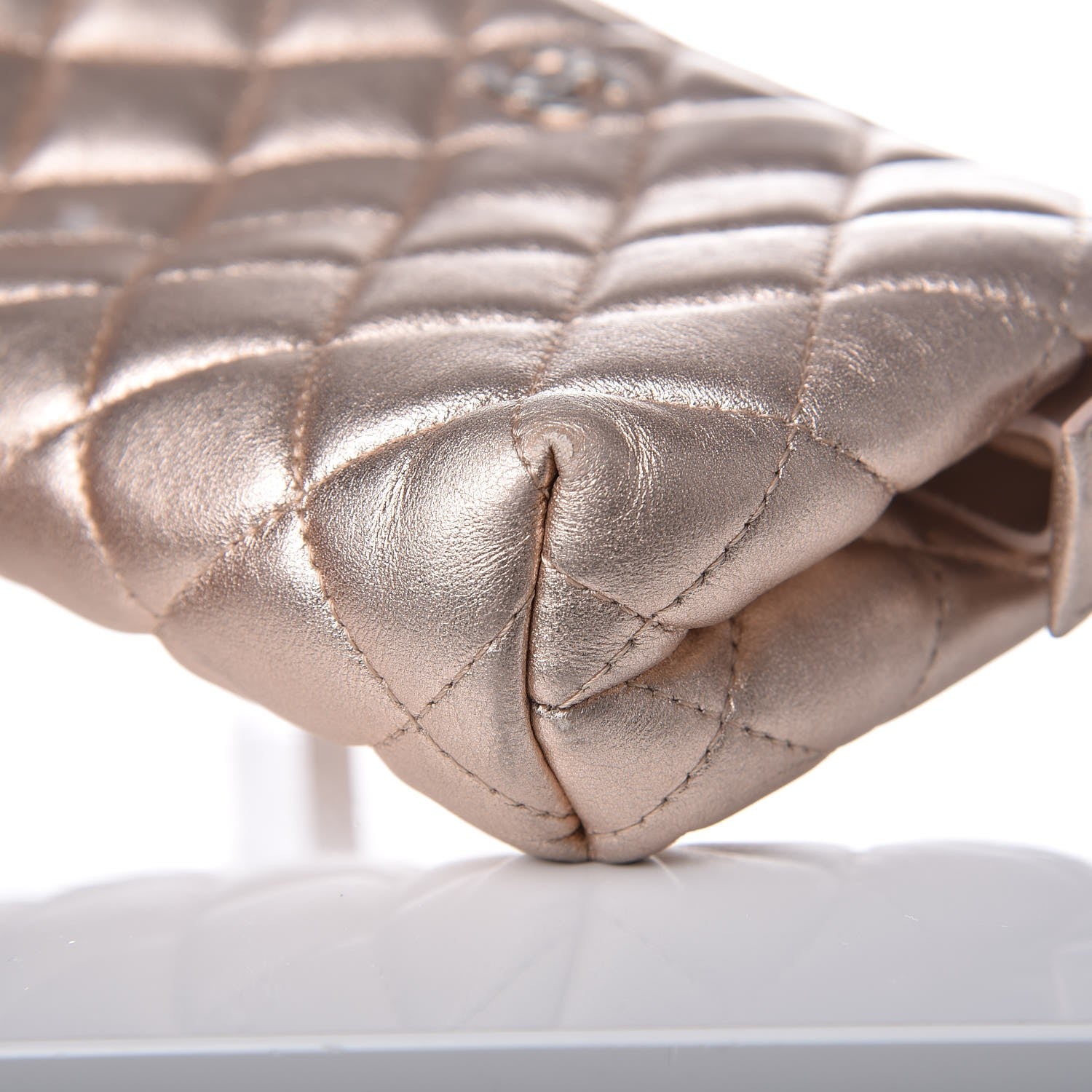 Chanel Metallic Lambskin Quilted Small Cosmetic Pouch Light Pink 9 of 12