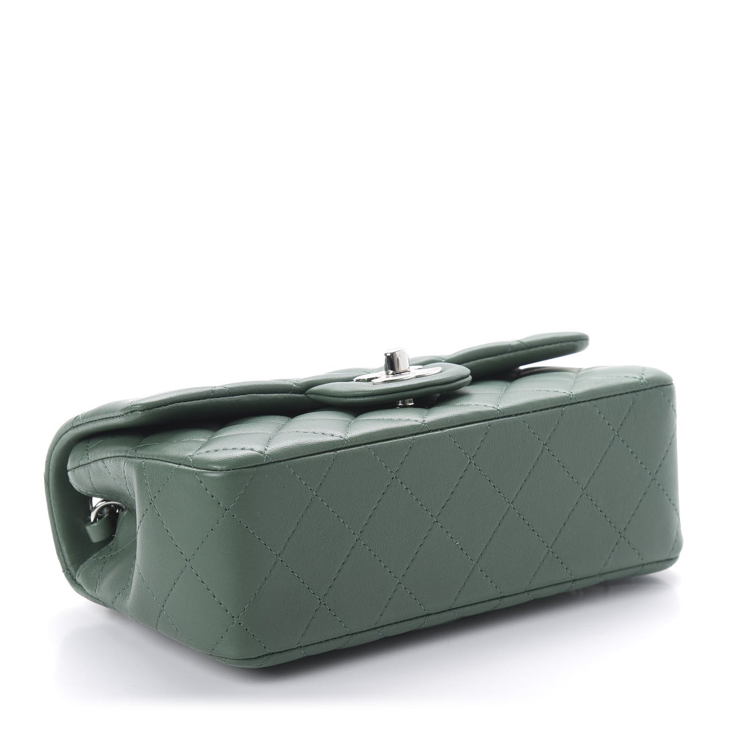 Lambskin Quilted Mini Rectangular Flap Green