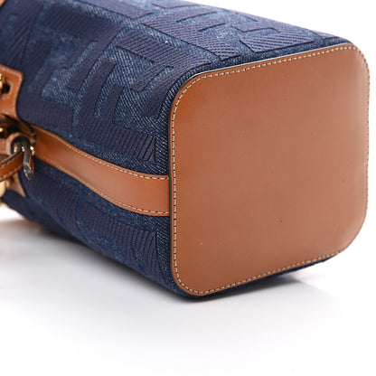 Fendi Denim Vitello King F is Fendi FF Embroidered Mini Mon Tresor Bucket Bag Blue Cuoio 8 of 9