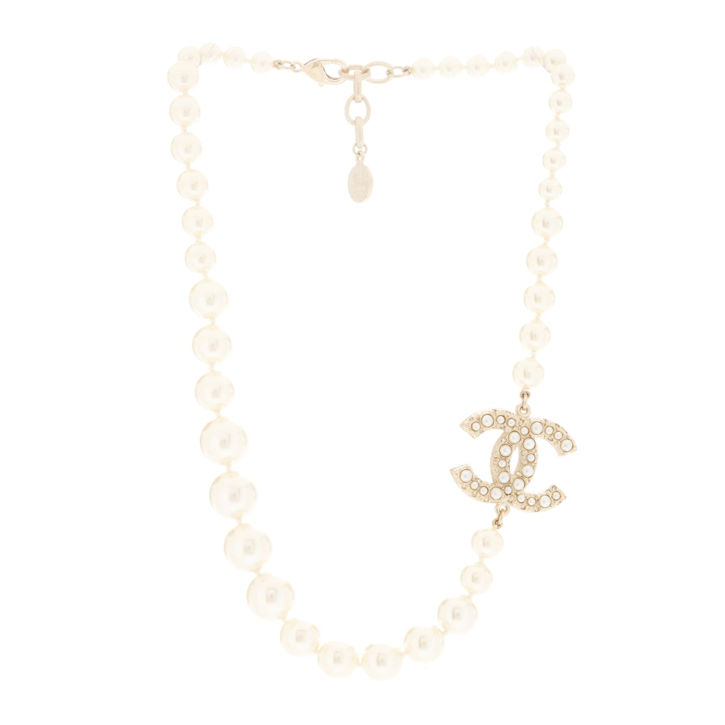 Pearl CC 100th Anniversary Necklace Light Gold