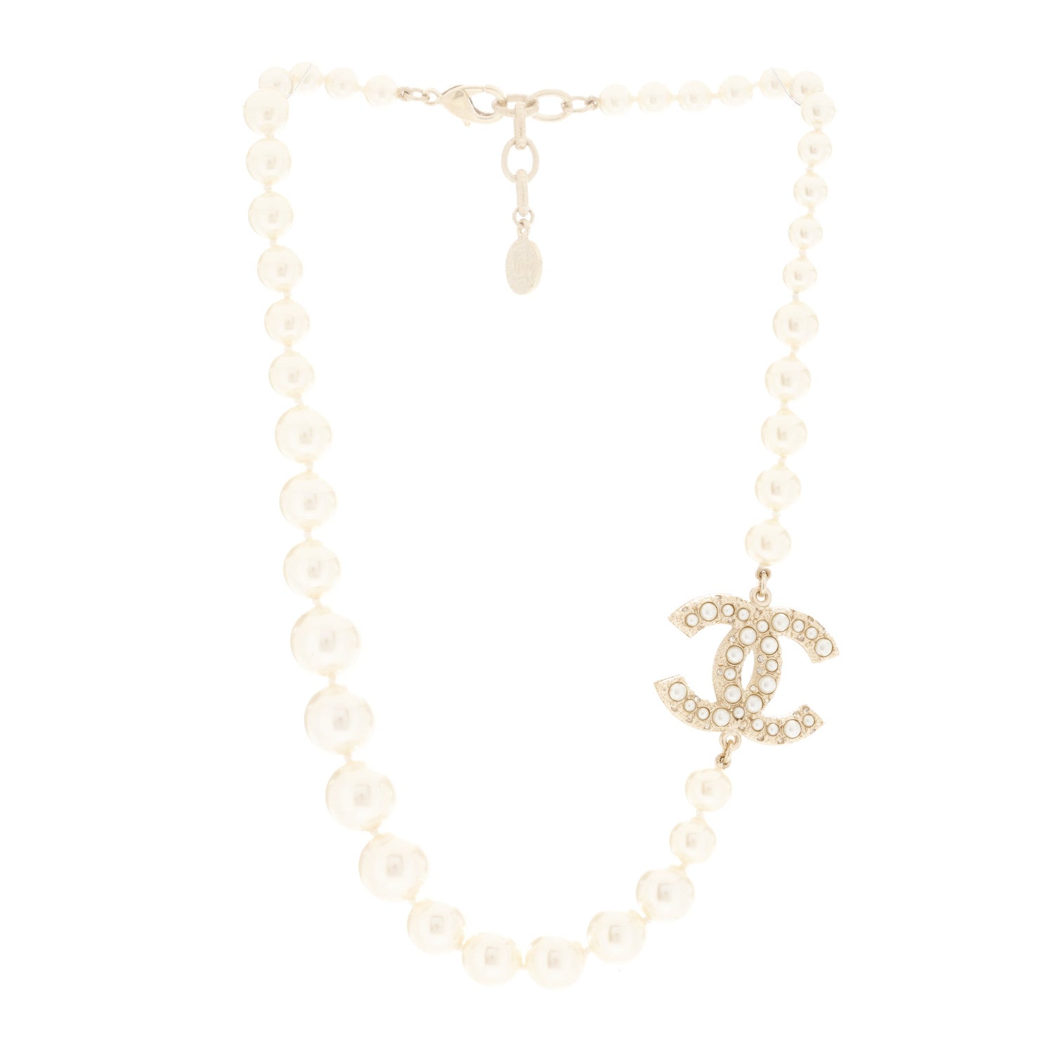 Chanel Pearl CC 100th Anniversary Necklace Light Gold 3 of 8
