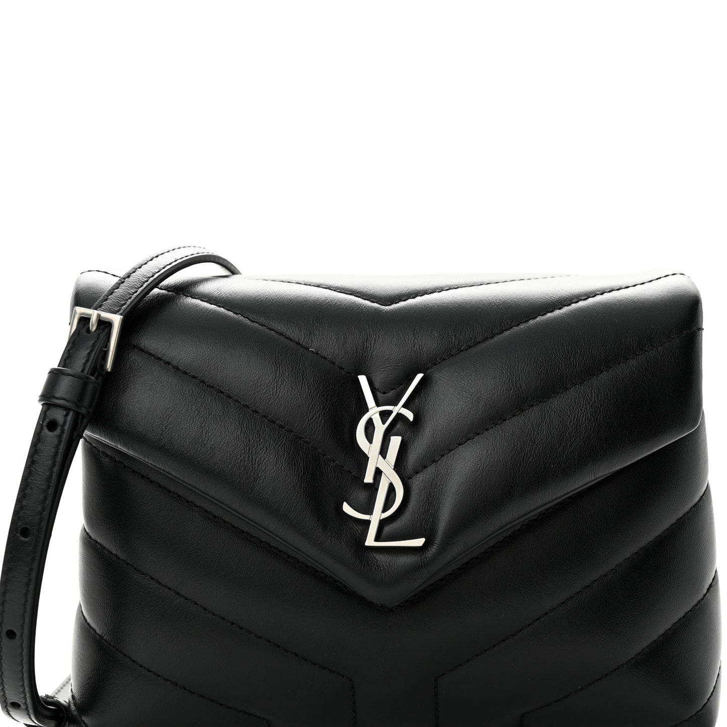 Calfskin Y Quilted Monogram Toy Loulou Crossbody Bag Black