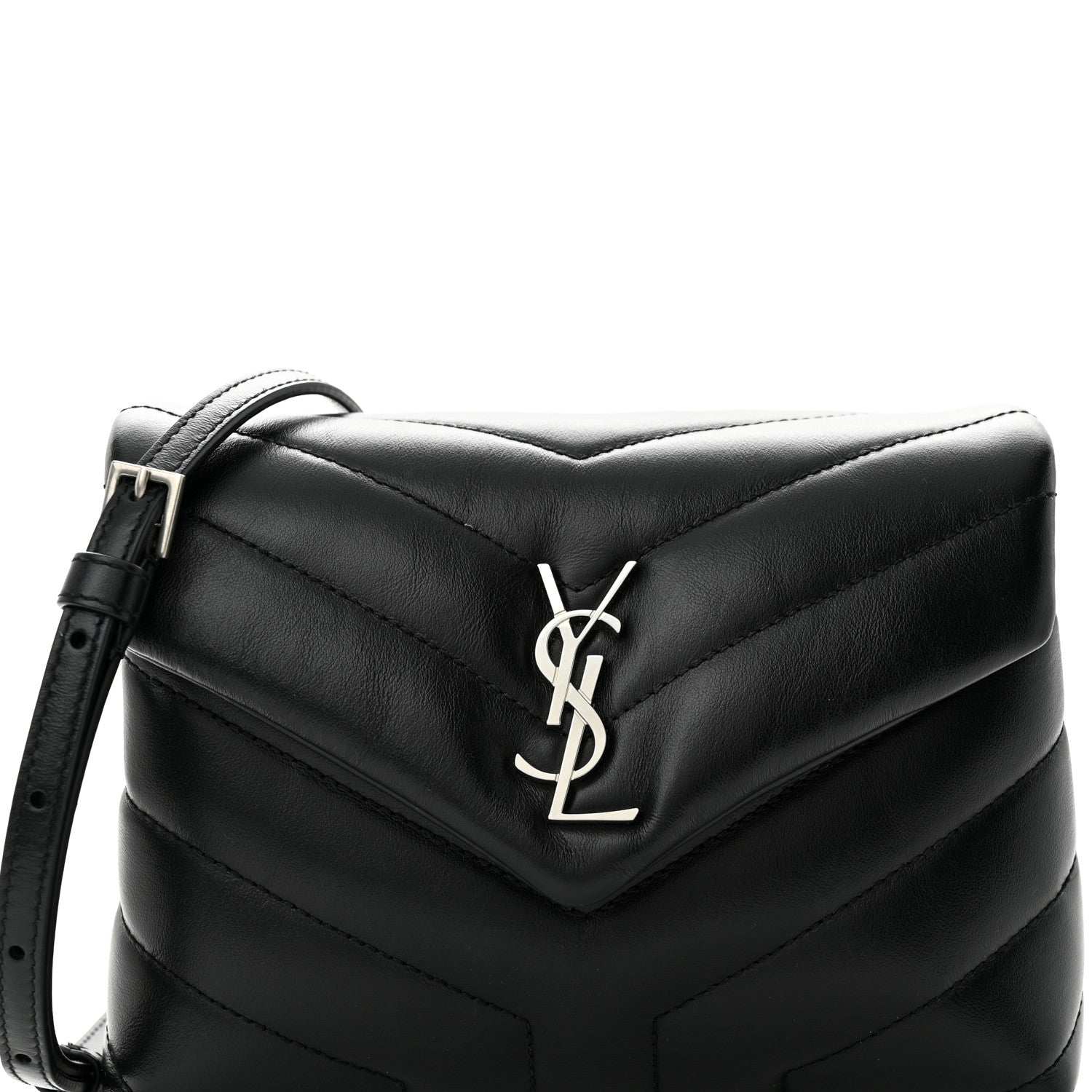 Saint Laurent Calfskin Y Quilted Monogram Toy Loulou Crossbody Bag Black 8 of 11