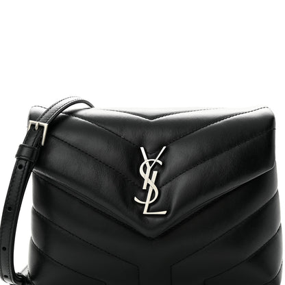 Saint Laurent Calfskin Y Quilted Monogram Toy Loulou Crossbody Bag Black 8 of 11