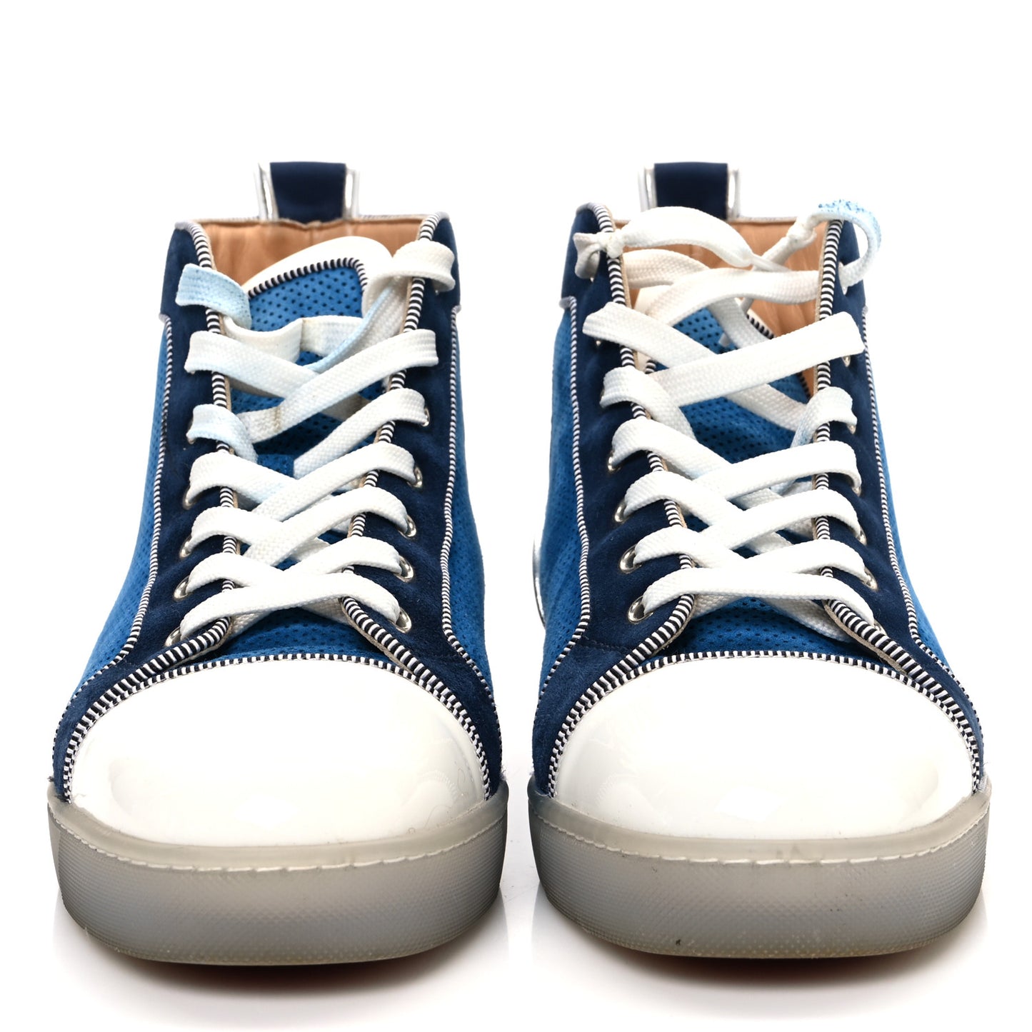 Suede Patent Perforated Mens Fun Louis Flat Sneakers 43 Blue