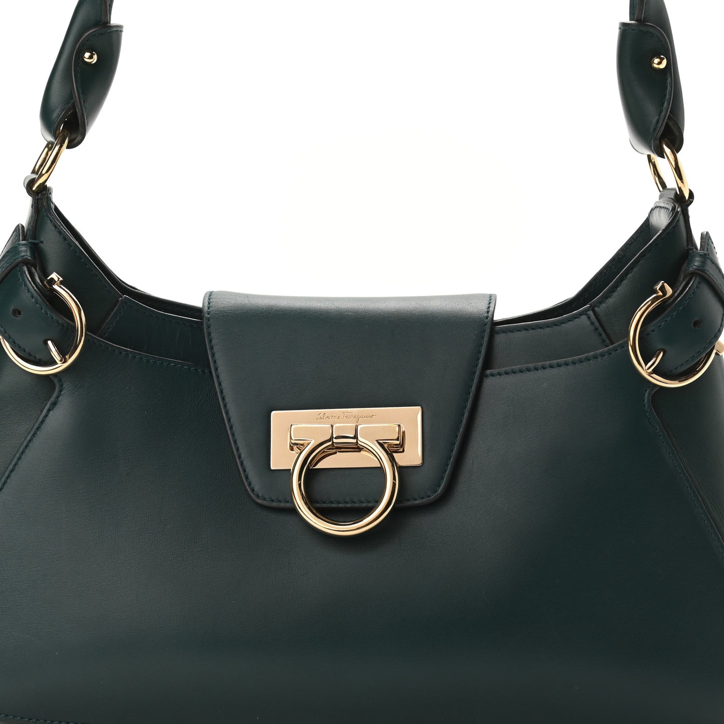 Calfskin Small Fanisa Gancini Hobo Green