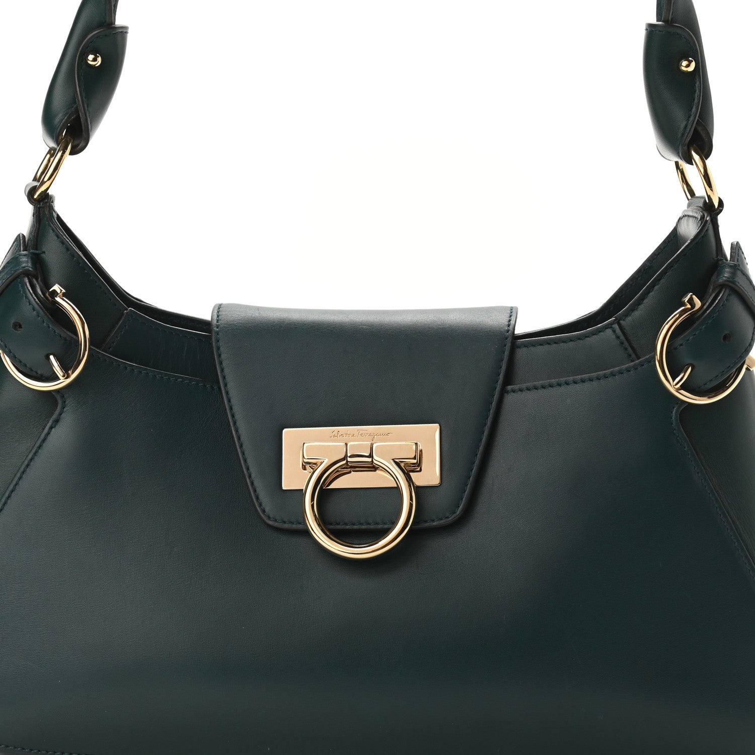 Salvatore Ferragamo Calfskin Small Fanisa Gancini Hobo Green 9 of 9