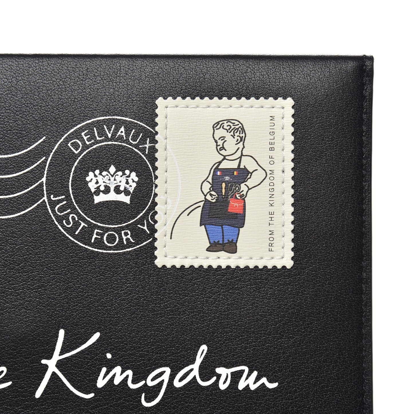 Grained Calfskin Envelope Clutch Black