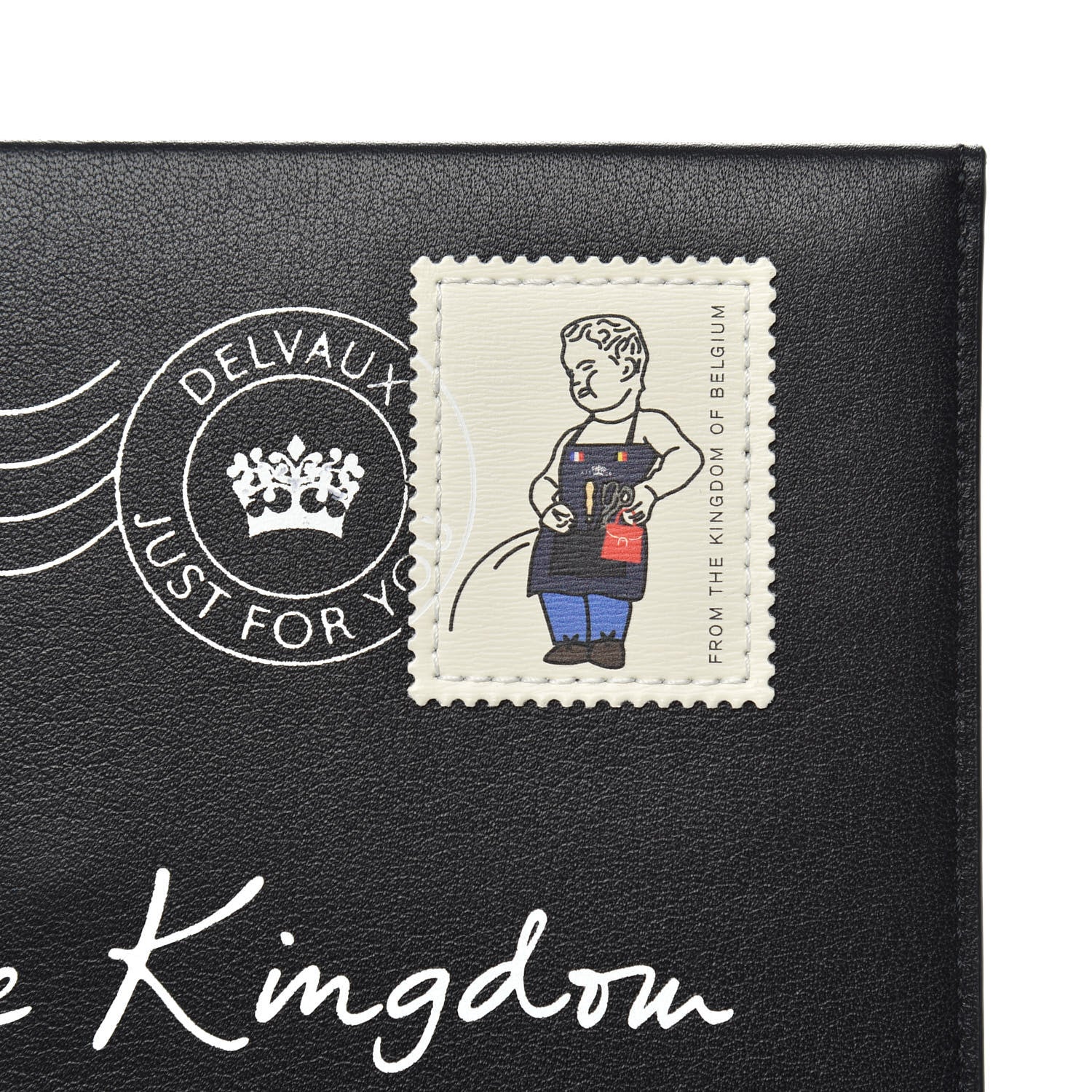 Delvaux Grained Calfskin Envelope Clutch Black 6 of 8