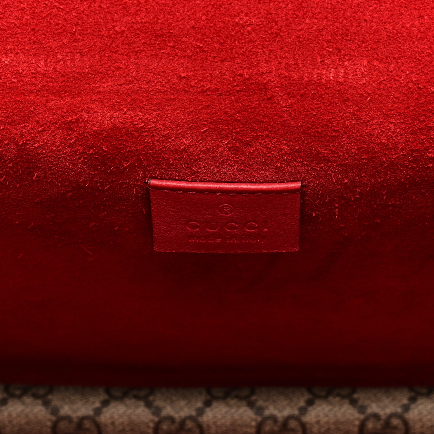 Gucci GG Supreme Monogram Suede Cudu Medium Dionysus Shoulder Bag Beige Ebony Vulcanic Red 6 of 10