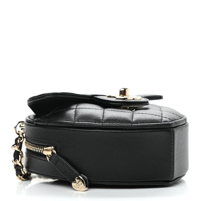 Chanel Lambskin Quilted CC In Love Heart Clutch With Chain Black 6 of 9