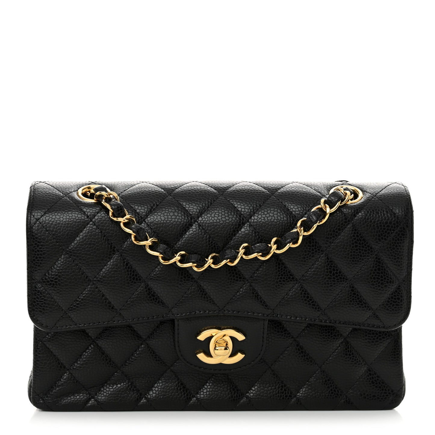 Caviar Quilted Small Double Flap Black