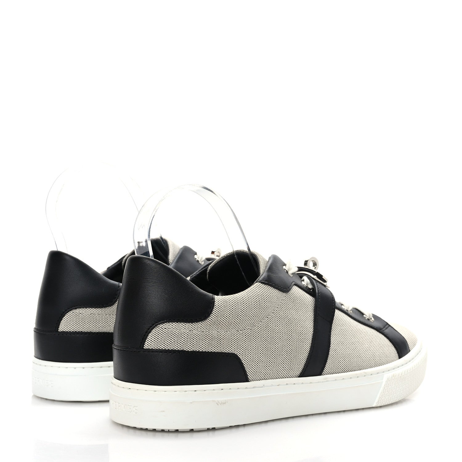 Hermes Calfskin Canvas Day Sneakers 41.5 Black White 4 of 8